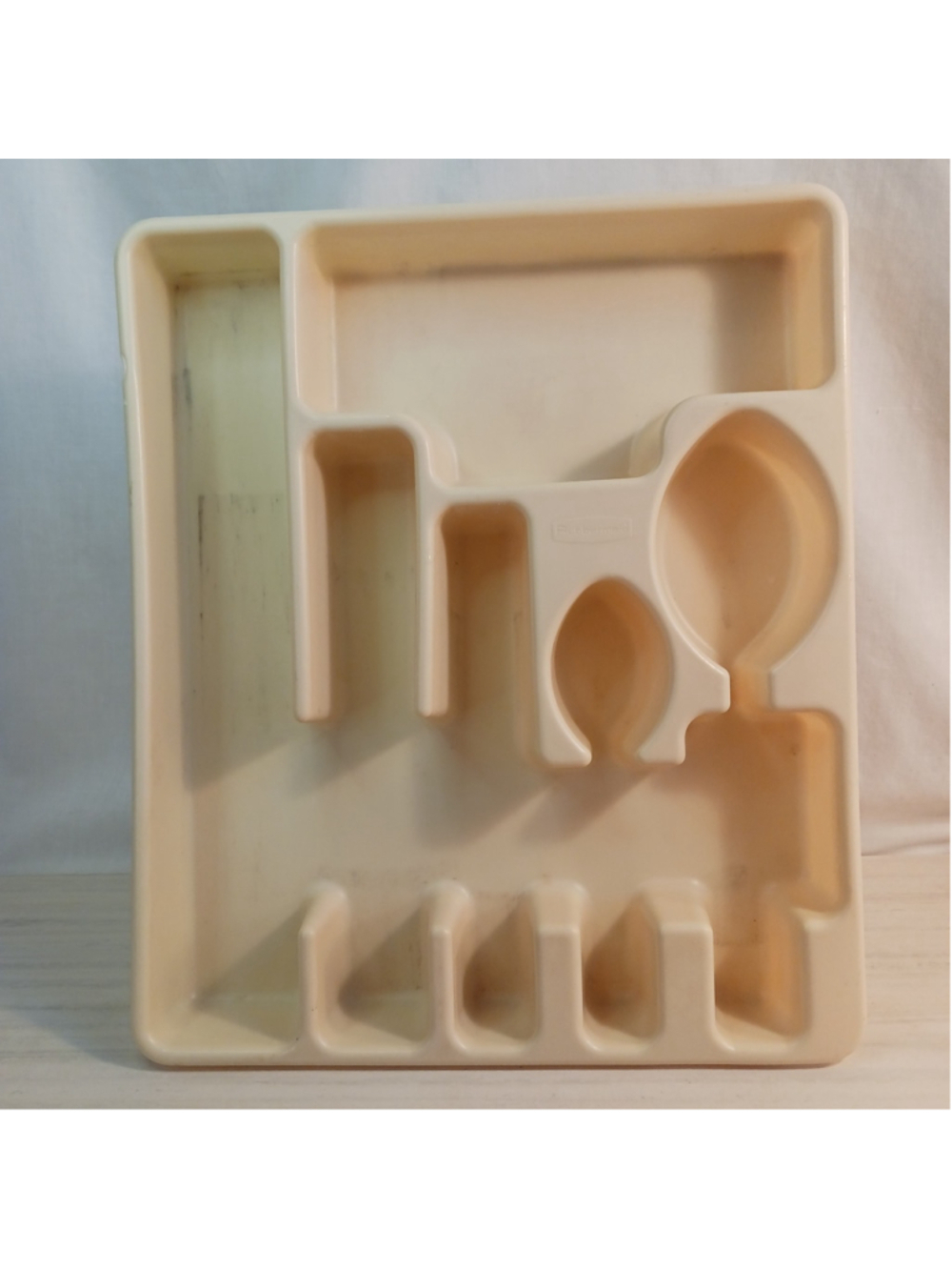 Rubbermaid Utensil Cutlery Tray Drawer Organizer Ivory Tan Plastic